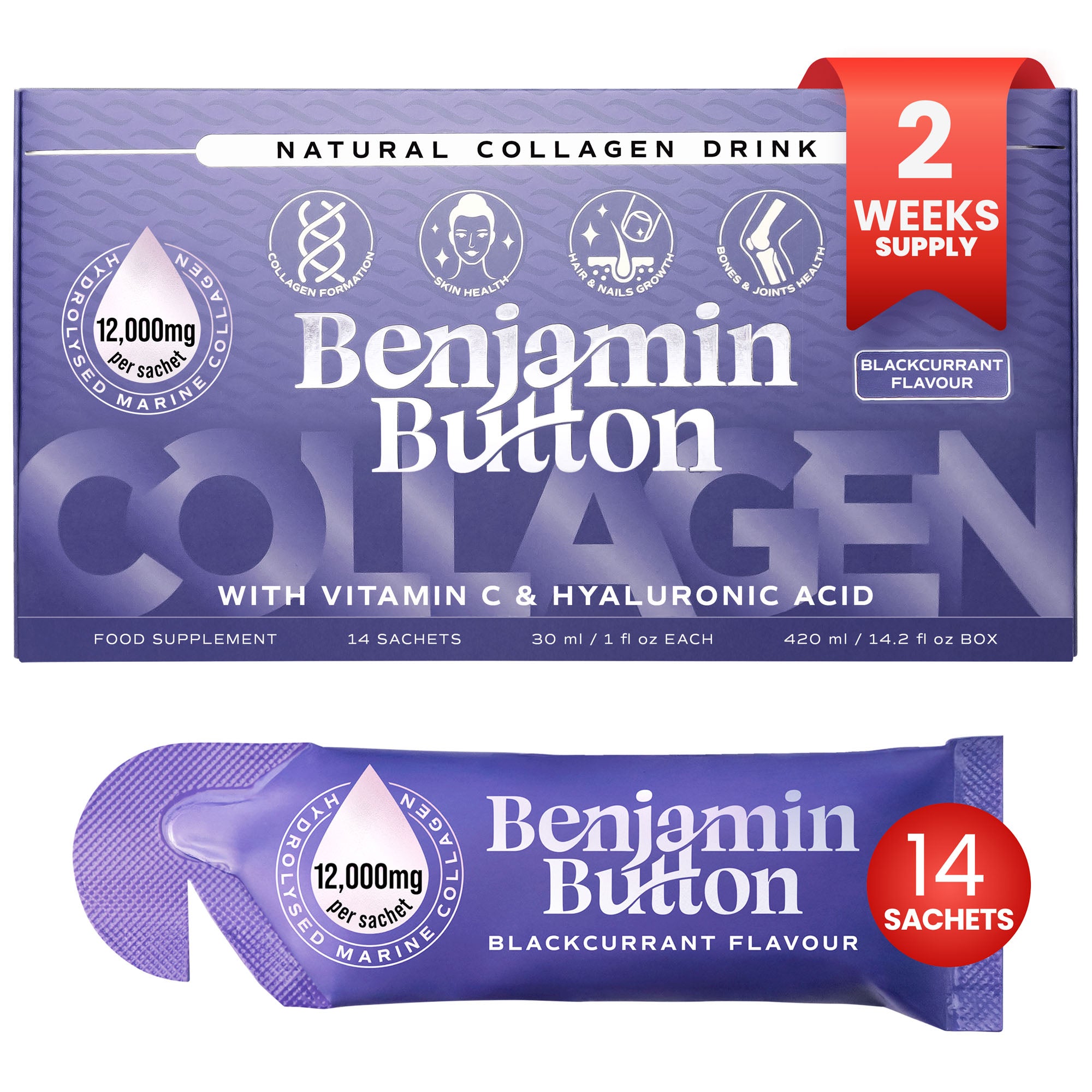 14x Черносмородина 12,000mg Морской Коллаген Жидкие Саше