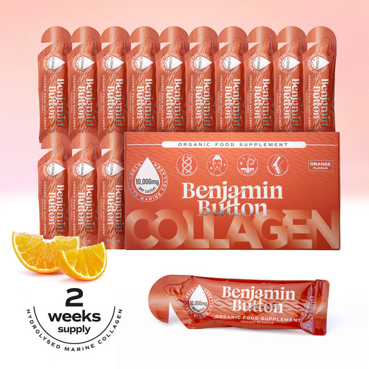 14 sachets liquides de collagène marin à l'orange 10 000 mg