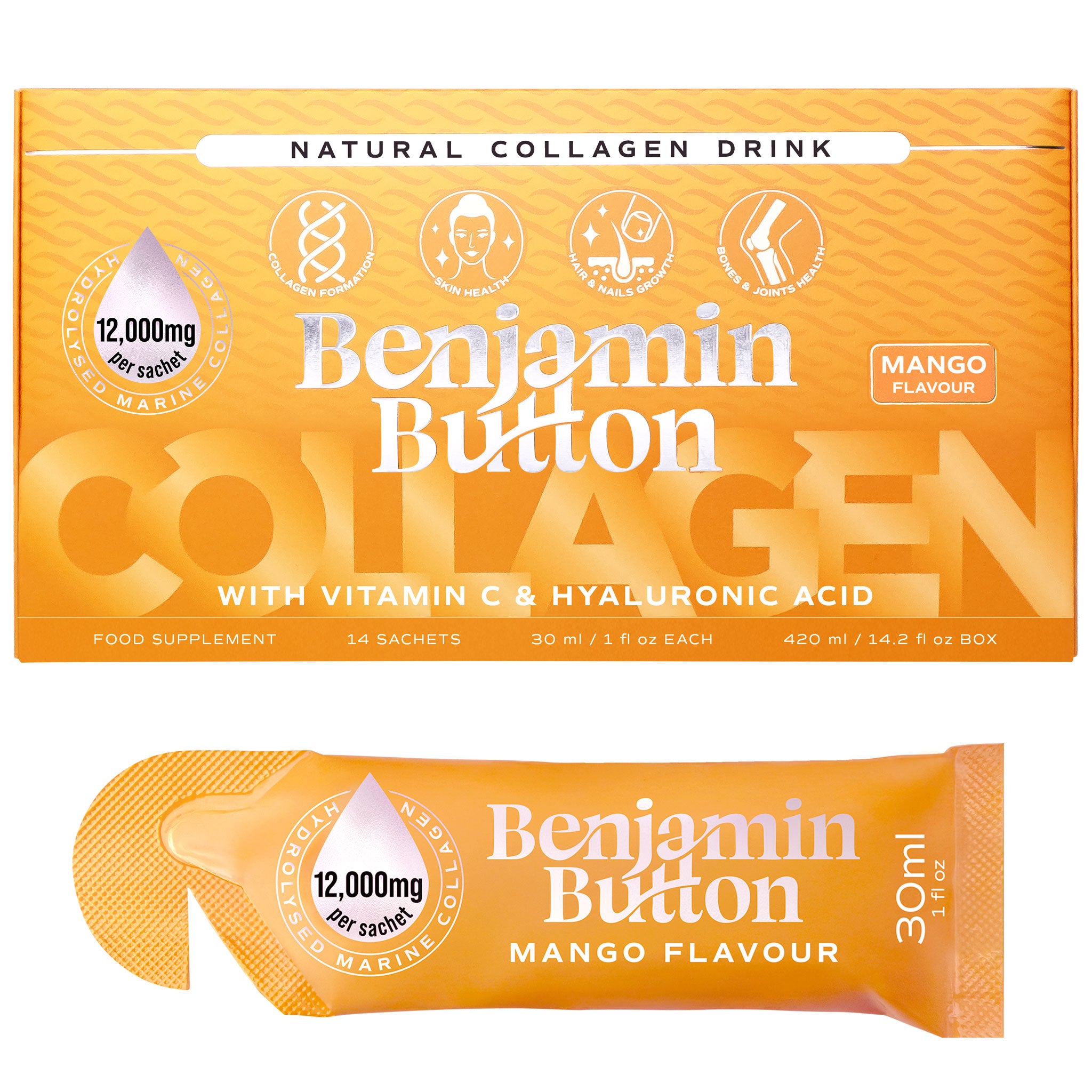 14x Mango 12,000mg tekuté sáčky s mořským kolagenem